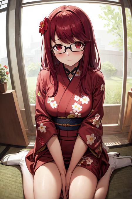 2496957-2995767747-masterpiece, best quality, absurdres, perfect anatomy, 1girl, solo, Yoshizawa Sumire, long hair, glasses, indoors, kimono, hair.png